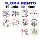 10 imagens FLORK BENTO CAKE de 14 cm papel arroz - RECORTADAS