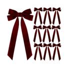 10 Laços De Veludo Vermelho Para Árvore De Natal, Brilhantes E Sem Penas, Decorações Festivas,