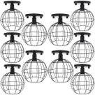 10 Lustres Teto Plafon Industrial Aramado Globo Retrô Luminária Sobrepor Vintage Preto Agp Ilumini