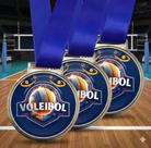 10 Medalhas Para Vôlei De Quadra Voleibol Premiação 50mm Com Fita Azul