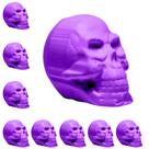 10 Mini Caveiras Roxo Decoração de Mesa Crânio Festa de Halloween
