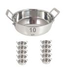 10 mini panelinha caçarola inox luxe p/ servir c/ alça m2