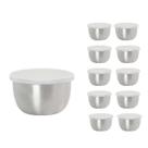 10 Mini Tigelas Com Tampa Em Aço Inox 9cm Gourmet Mix
