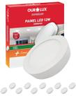 10 Painel LED de embutir 12W Sobrepor Bivolt 6500K Cor da Luz Branco Frio Redondo