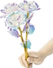 10 Pcs 24K Colorful Gold Rose Forever Preserved Long Stem Rose Flores artificiais Rainbow Rose Flower Melhores presentes para o Dia das Mães Ação de Graças Dia dos Namorados Festa de Aniversário de Menina