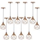 10 Pendentes Aramado Esfera Balonê Cobre Rose Gold Lustre Luminária Teto Regulável Sala Cozinha