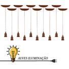 10 Pendentes Luminaria Fio Cabo Lustre decorativo Com Soquete Coluna E-27 1 Lâmpada Completo