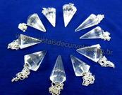 10 Pêndulos de Cristal Comum em Quartzo Lapidado Facetado - Atacado
