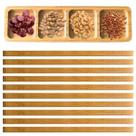 10 Petisqueira Bandeja de Bambu Retangular 4 Divisórias 33cm