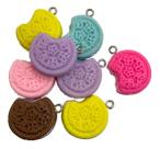 10 Pingente Bolacha Mordida Colorida 27mm Para Colar Biju 10 Pingente Bolacha Mordida Colorida 27mm Para Colar Biju