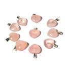10 Pingente Mini Coração Quartzo Rosa Pedra Natural Prateado
