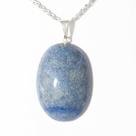 10 Pingentes Cabochão de Quartzo Azul Natural com Pino Banho Prata - Atacado