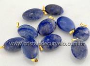 10 Pingentes Cabochão de Quartzo Azul Natural com Pino Dourado - Atacado 10 Pingentes Cabochão de Quartzo Azul Natural com Pino Dourado - Atacado