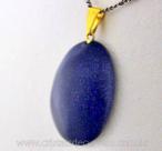 10 Pingentes Cabochão Pedra Estrela Azul com Montagem em Pino Dourado - Atacado
