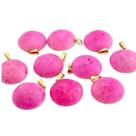 10 Pingentes de Disco Liso de Amazonita Pink com Pino Dourado - Atacado