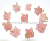 10 Pingentes Merkaba de Quartzo Rosa com Pino Prateado - Atacado PM9152 10 Pingentes Merkaba de Quartzo Rosa com Pino Prateado - Atacado PM9152