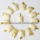 10 Pingentes Retângulo de Pedra Feldspato Branco Natural para Atacado