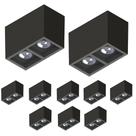 10 Plafon Boxit Duplo Dicróica MR16 Preto Save Energy
