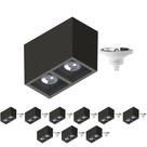 10 Plafon Sobrepor P/ 2 Lâmpada Boxit + 2 Lâmpada AR111 12W 4000K