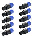 10 Plug Speakon Macho Azul Linha 4 Polos Robusto Trava Mxt 10 Plug Speakon Macho Azul Linha 4 Polos Robusto Trava Mxt
