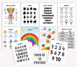 10 Pôsteres Educacionais Laminados para Sala de Aula - Alfabeto, Números, Corpo e Estações - Traceease 10 Pôsteres Educacionais Laminados para Sala de Aula - Alfabeto, Números, Corpo e Estações - Traceease
