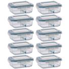 10 Pote de Vidro 640ml Retangular Divisória Marmita Fitness