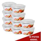 10 Pote de Vidro Redondo c/ Trava 400ML Freezer Airfryer Casa