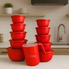 10 Potes Bowl Plástico C/ Tampa + Jarra Para Suco Livre BPA