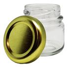 10 Potes de Vidro Geléinha Liso Redondo 40ml C/ Tampa Dourada