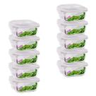 10 Potes Hermetico 800ml Quadrado Vidro Microondas Grande