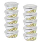 10 Potes Vidro 400ML Microondas Alimento Redondo Hermetico