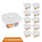 10 Potes Vidro Facilita Vap Quadrado Com Tampa 2L Marinex