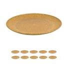10 Prato Refeição Sustentável Redondo Durável 24cm Marrom Cl