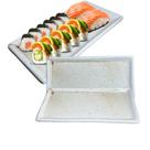 10 Pratos Servir Sushi Oriental Porcelana Retangular Creme