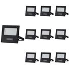 10 Refletor Taschibra Tr Led Slim 50W Preto Bivolt Luz Verde