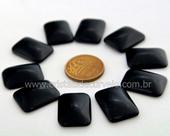 10 Retângulo Cabochão para Pingente de Pedra Obsidiana Negra Furado Lapidado Calibrado 15 x 20 MM