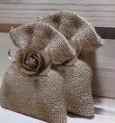 10 Saquinhos de juta com flor de juta para lembrancinhas e bem casados