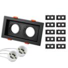 10 Spot Recuado Duplo Embutir Led Mr16 Gu10 Luminária Teto Sala Quarto Lâmpada Dicroica Branco Preto Cor:Branco