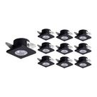10 Spots de Embutir para Móvel MBLed Elysa Quadrado Led 1W Bivolt Preto 3000K Luz Amarela