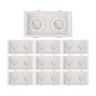 10 Spots de Embutir Recuado Nordecor Flea Duo para 2 Lâmpadas Mr16 Gu10 Bivolt Branco