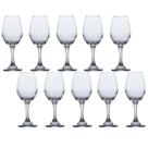 10 Taças de Vidro Resistente Vinho Tinto e Agua 365ml Luxo