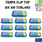10 Toalhas Lenços Umedecidos Infantil Hora de Ninar Tampa Flip Top Com 100 Unidades Isababy