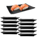 10 Travessa Retangular Prato Preto Sushi Oriental Melamina Tóquio