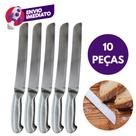 10 Un Faca Pão Aço Inox Premium Escovado 8" Cabo Interiço 32cm Lâmina Serrilhada Profissional 10 Un Faca Pão Aço Inox Premium Escovado 8" Cabo Interiço 32cm Lâmina Serrilhada Profissional