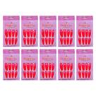 10 Unhas Postiças Rose Kiss 12 Pçs Forma Bailarina Rosa Neon