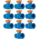 10 Unidades Registro 32mm Monobloco De Esfera Soldável Azul Irrigação