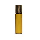 10 Unidades Vidro Rollon Cilíndrico Âmbar Tampa Ouro 5ml