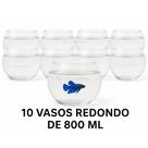 10 vasos redondo vidro Aquario 800 ml vidro