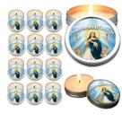 10 Velas Aromaticas Lembrancinhas Nossa Senhora da Saude na Latinha Decoração Casa Capelinha Cantinho de oração Catolica