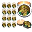 10 Velas Aromaticas Lembrancinhas Nossa Senhora de Fatima na Latinha Decoração Casa Capelinha Cantinho de oração Catolic